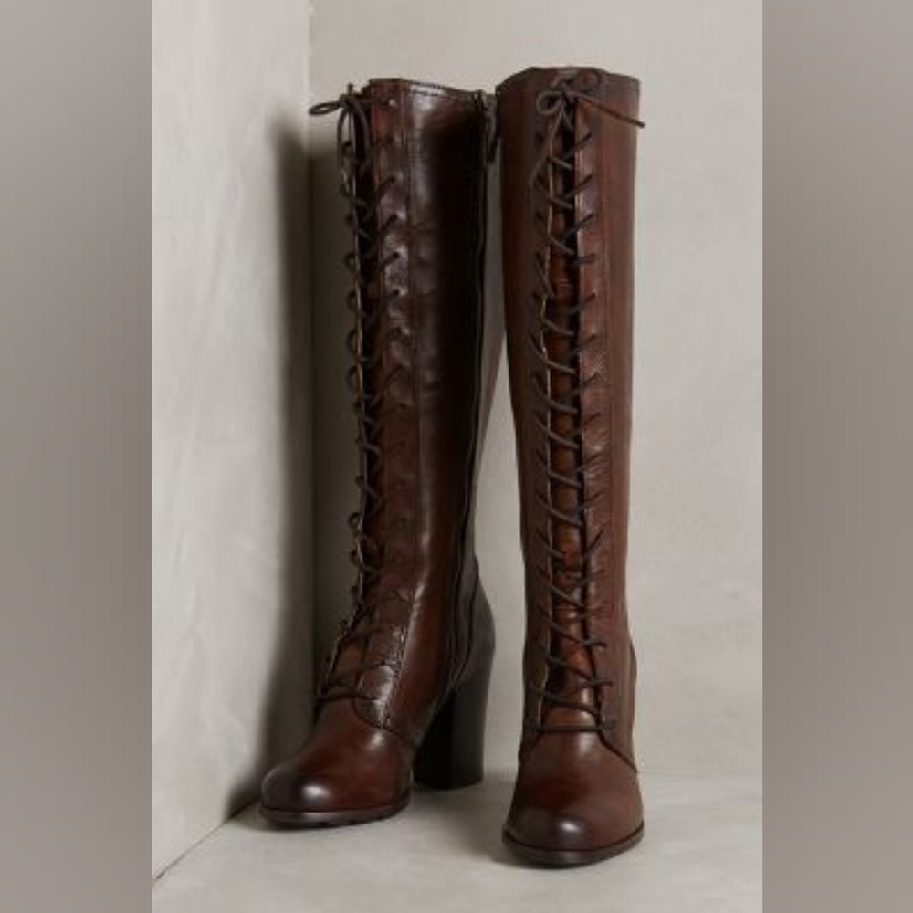 FRYE Women's Parker Tall Lace-Up Boot, Dark Brown, 9 M US
